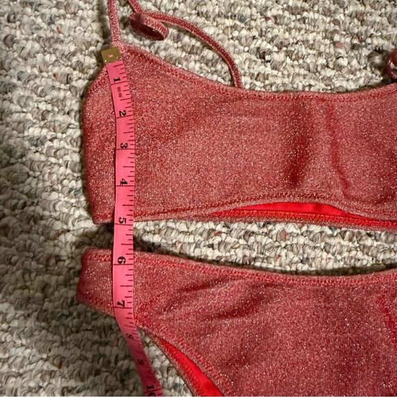 Kendall & Kylie Red Shimmer Bandeau Bikini- Size Small - Picture 5 of 10